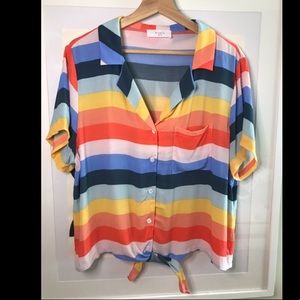 Elodie XL Rainbow Pride Stripe Tie Top